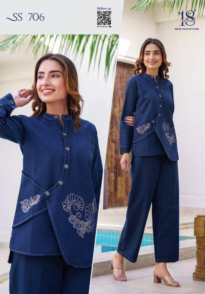 18 Attitude Sho Shaa Vol 7 Denim Cotton Western Party Wear Ladies Top With Bottom Wholesale Shop In Surat